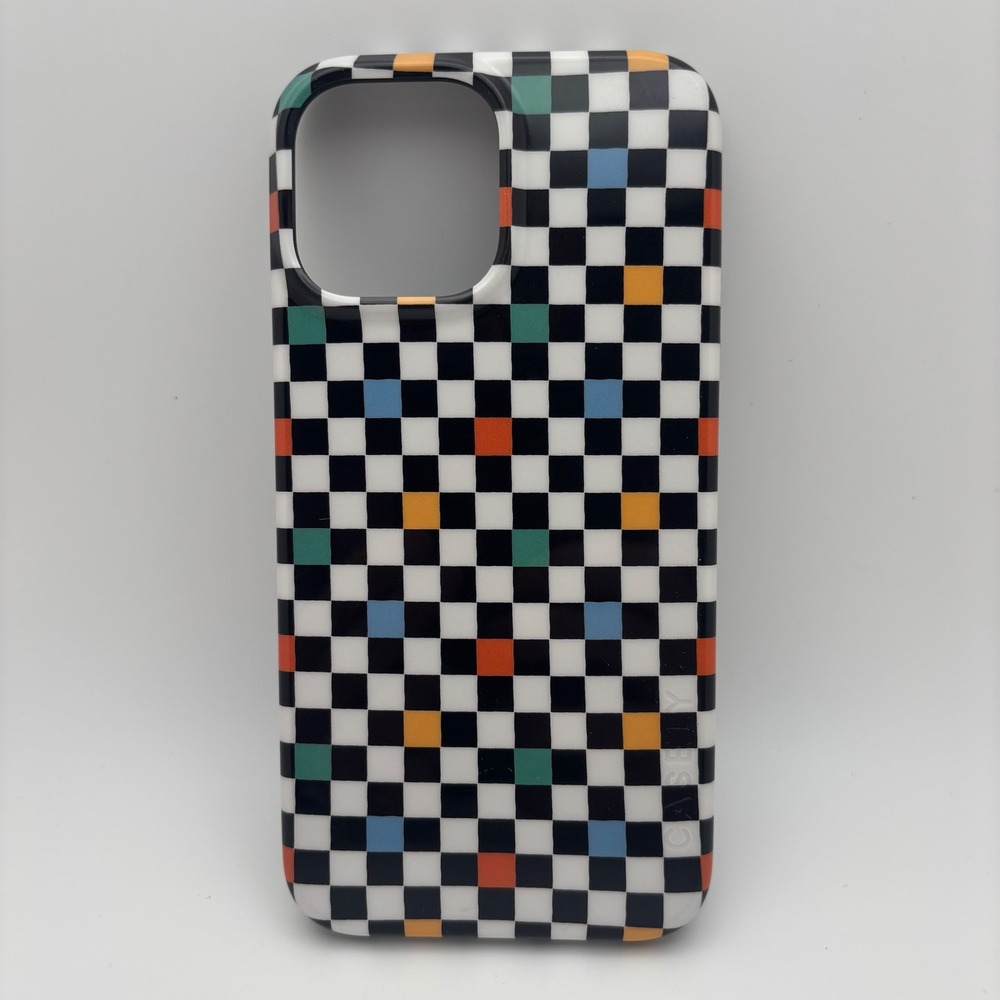 Casely iPhone 14 Pro Max Case MagSafe Black White Checkered Multicolor Pattern